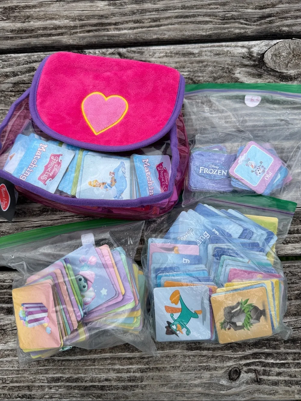 Kids Matching Memory Game Bag - Pink Heart